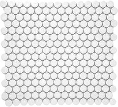 White Penny Round Matte Porcelain Mosaic Tile -  (12x12 sheet)