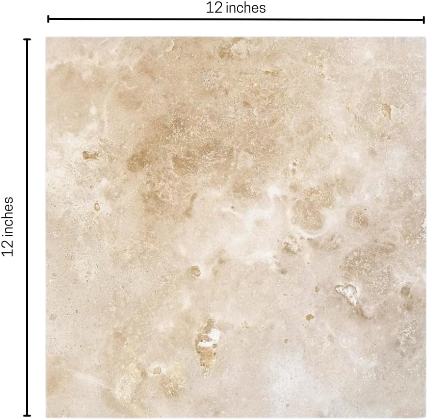 12x12 Travertine Natural Stone Cream Beige Ivory Tile