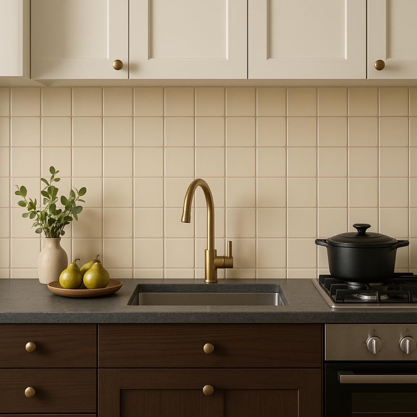 Tenedos  Matte Ceramic Tile for Bathroom Wall, Shower Surround, and Kitchen Backsplash – Classic Square Design 4 x 4-1/4 Inch – 10 Pieces