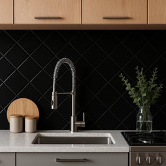 Tenedos  Matte Ceramic Tile for Bathroom Wall, Shower Surround, and Kitchen Backsplash – Classic Square Design 4 x 4-1/4 Inch – 10 Pieces