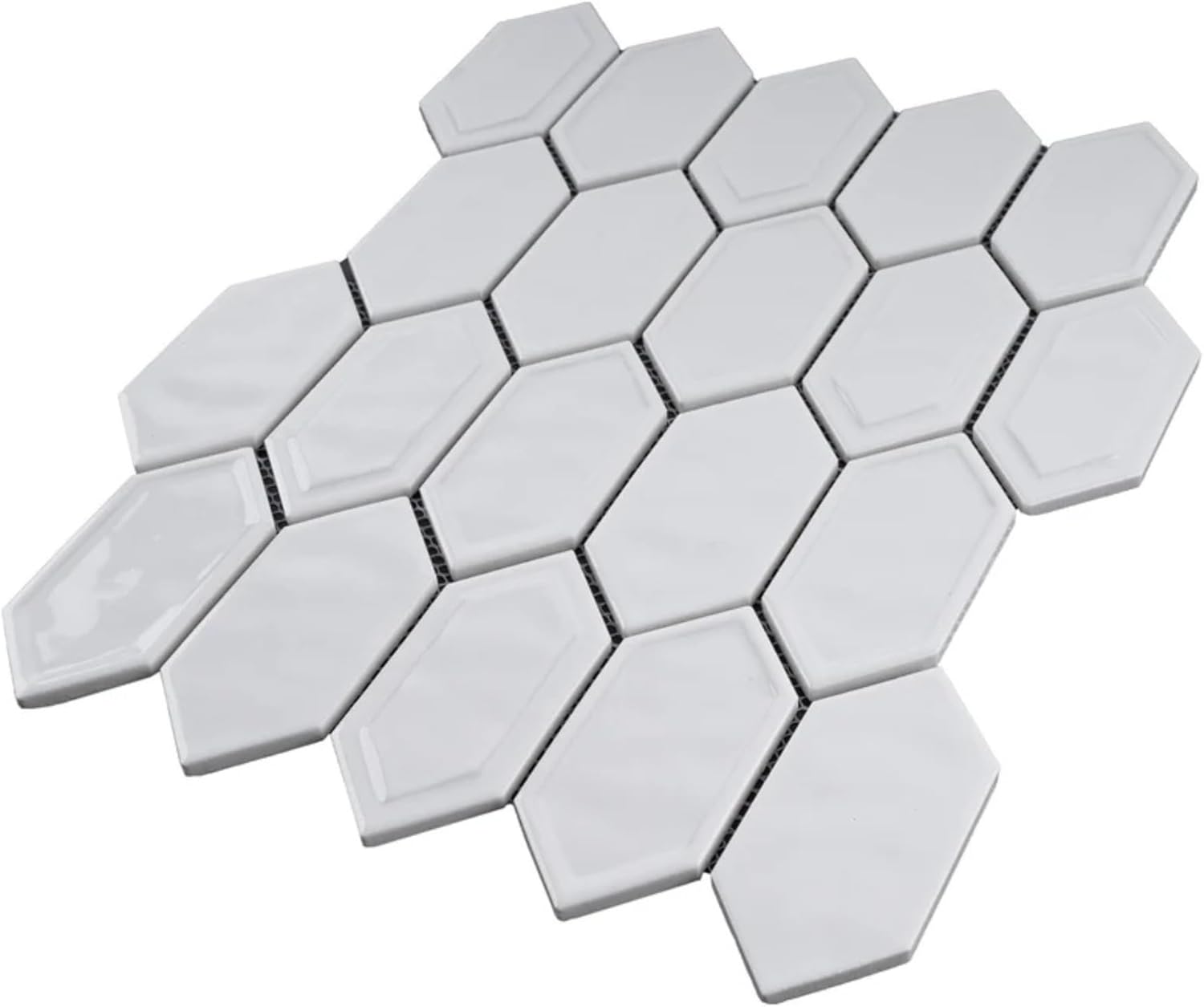 Tenedos Bright Picket Glass Mosaic Tile – 13.3" x 10.2" Glossy Finish, Kitchen Backsplash, Bathroom, Shower Wall & Accent Tile