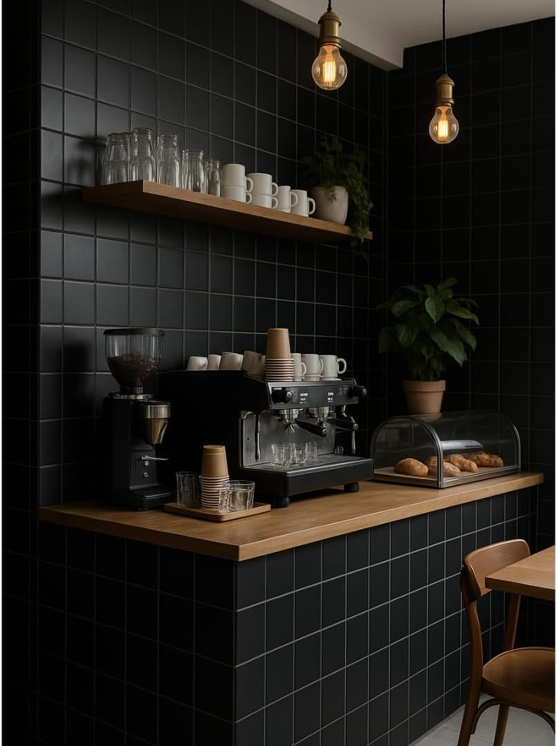 Tenedos  Matte Ceramic Tile for Bathroom Wall, Shower Surround, and Kitchen Backsplash – Classic Square Design 4 x 4-1/4 Inch – 10 Pieces