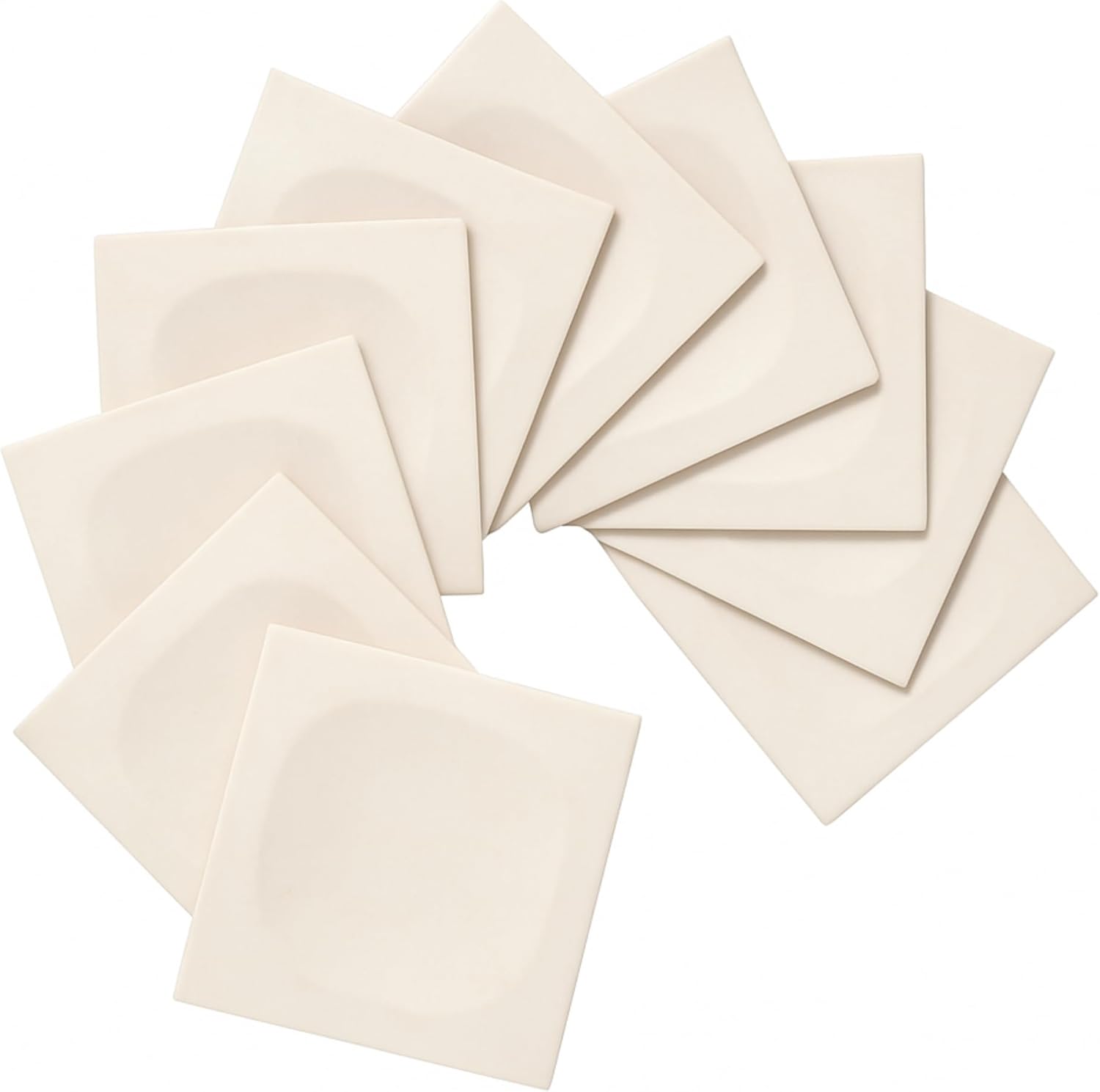 Tenedos HTCFD 5x5 Beige Dimensional Square Ceramic Tile – 10 Piece Set, Textured Sculpted Center Design for Bathroom Walls, Kitchen Backsplash