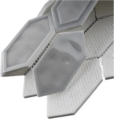 Tenedos Bright Picket Glass Mosaic Tile – 13.3" x 10.2" Glossy Finish, Kitchen Backsplash, Bathroom, Shower Wall & Accent Tile