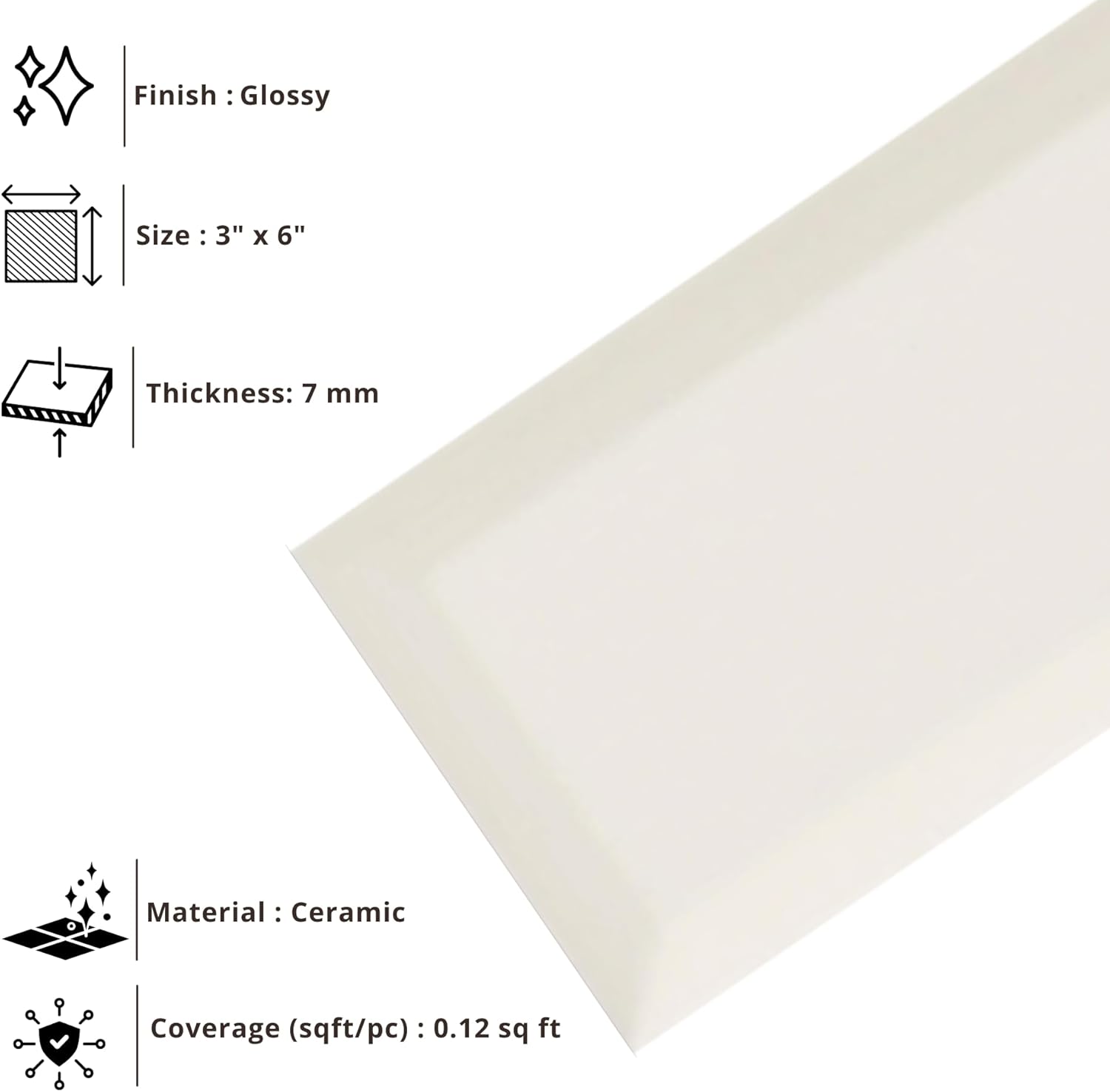 Tenedos 3x6 Bright Almond Beveled Glossy Ceramic Subway Tile – Premium Wall Tile for Kitchen Backsplash, Bathroom Shower, Laundry Room & Accent Walls (10 Pieces)