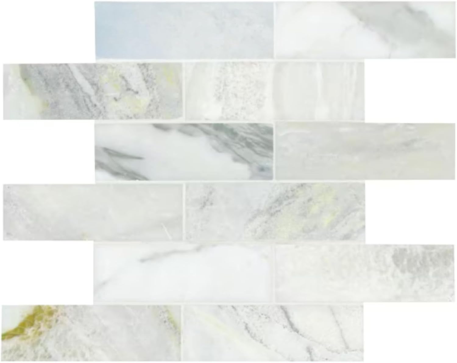 Aurora Cloud Brick Marble Mosaic Tile – Polished Natural Stone Subway Pattern for Bathroom, Kitchen Backsplash, and Shower Walls