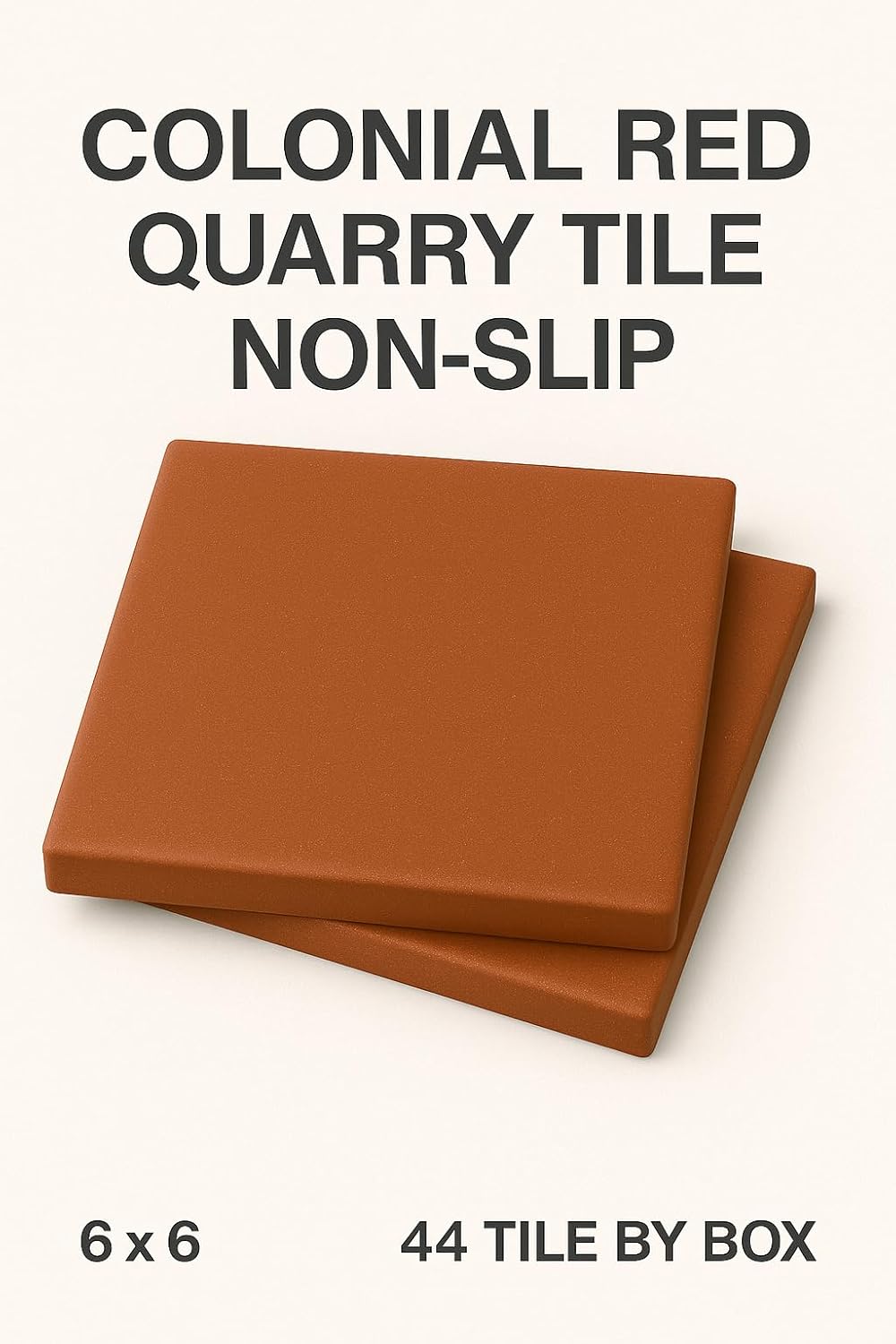 6x6 Colonial Red Smooth Quarry Tile – Durable Ceramic Floor Wall Tile Indoor and Outdoor Use,Matte Finish, Non-Slip Surface, Great For Restaurant Hotel Kitchen Spa, Premium Grade- 44 Tile Box