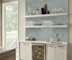 Glitter Silver Decorative Glass Accent Panel – 2x6 Textured Brick Design – 1 Sheet