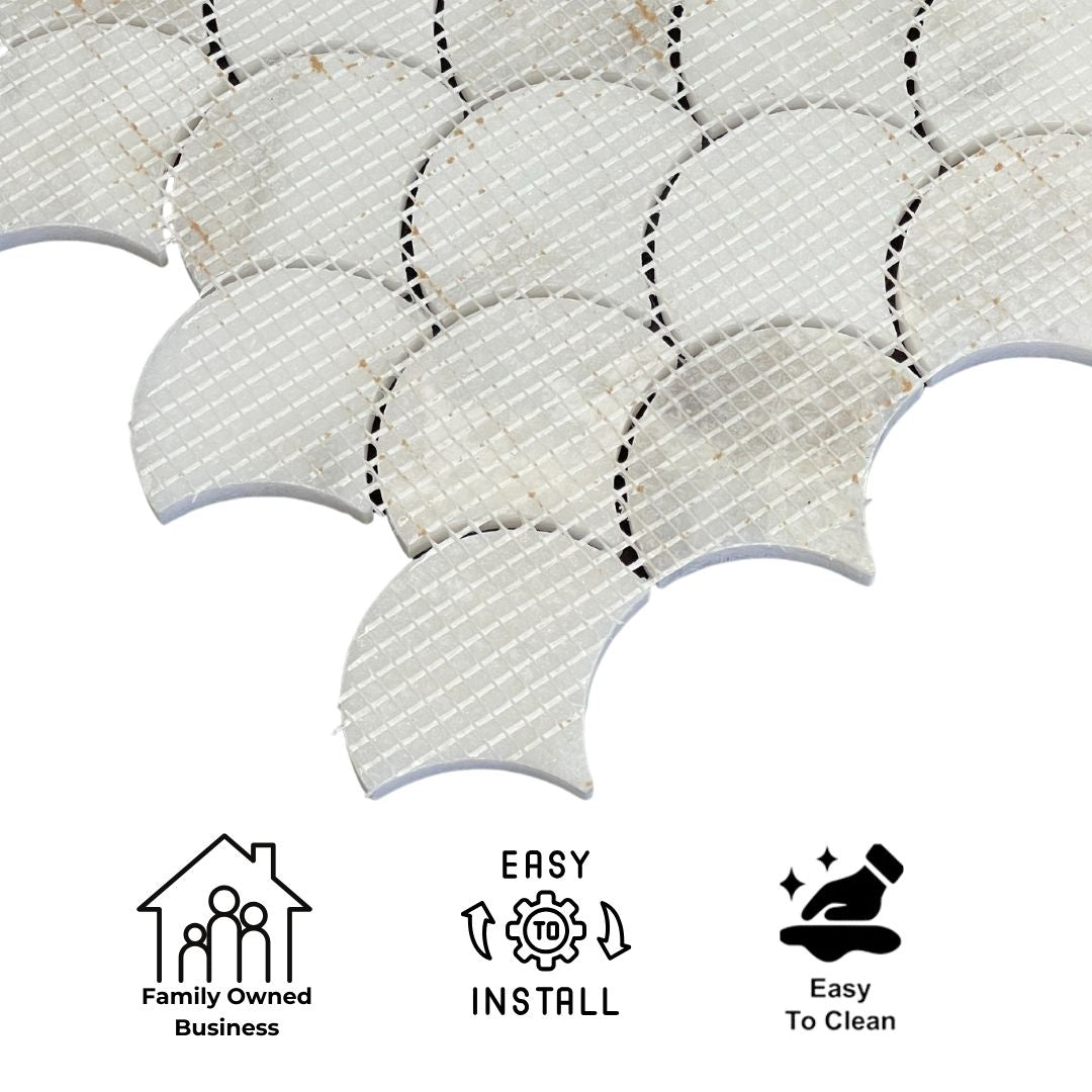 Tenedos HTC189 Luna Wave Honed Marble Mosaic Tile