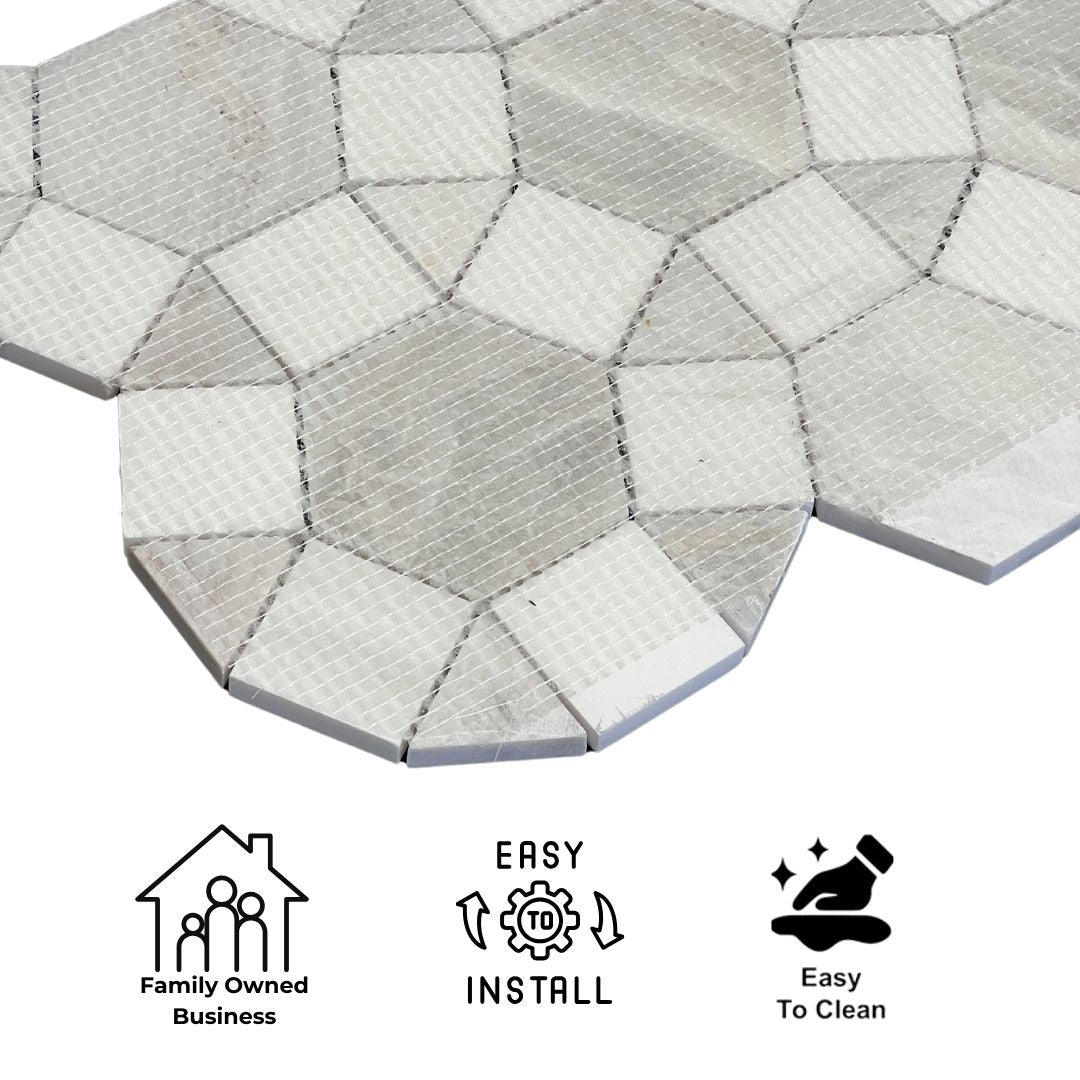 Tenedos HTC193 Crystal Nexus Marble Mosaic Tile