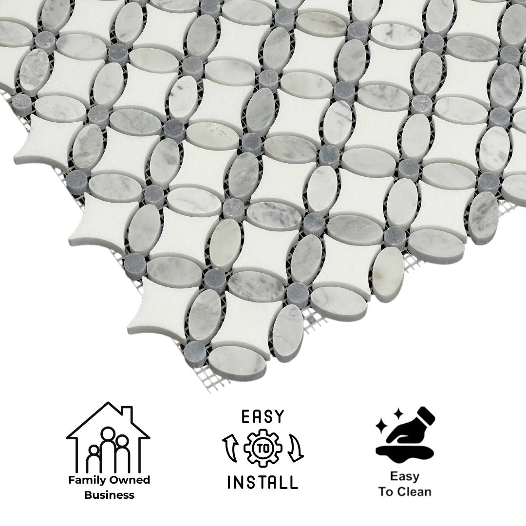 Tenedos HTC192 Ethereal Bloom Marble Mosaic Tile
