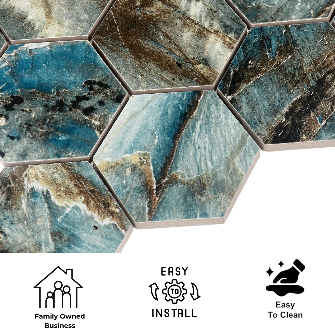 Tenedos Emerald Hexagon Porcelain Mosaic Tile- 1 piece