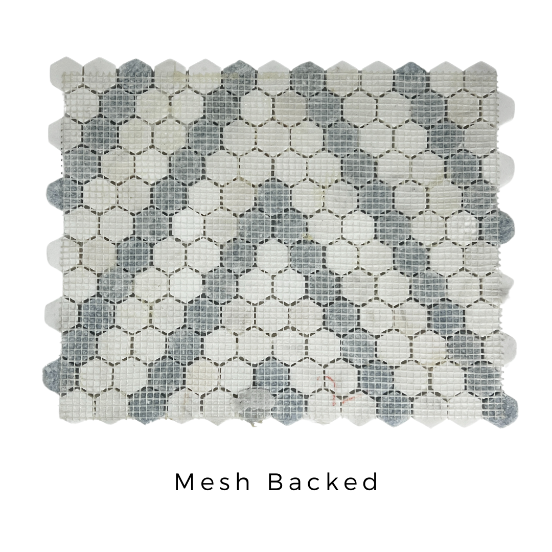 Tenedos Suzi Marble Hexagon Polished Marble Mesh-Mounted Mosaic Tile