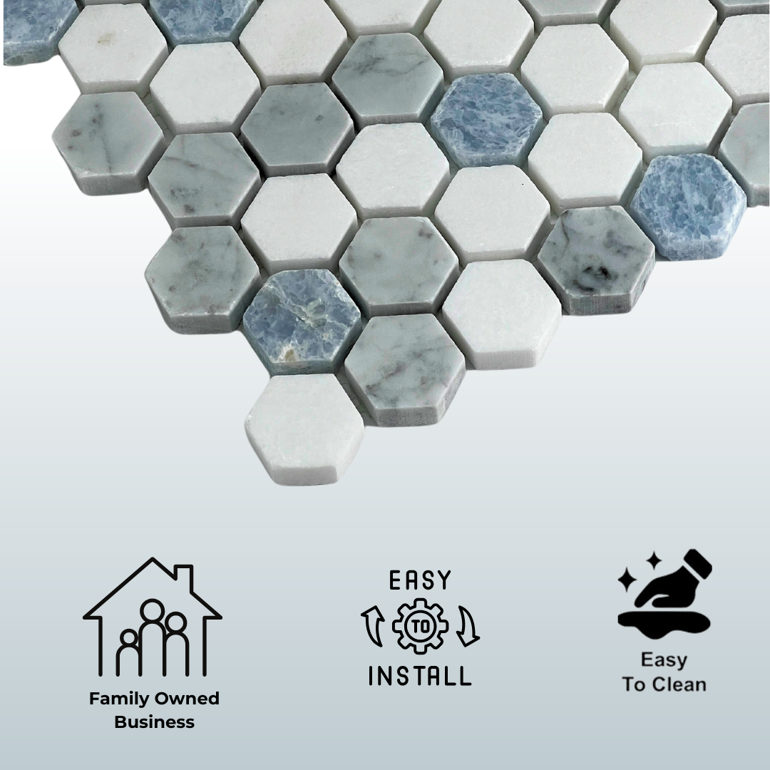 Tenedos Alezza Polished Marble Mesh-Mounted Mosaic Tile