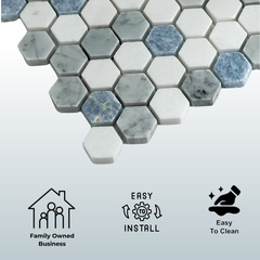 Tenedos Alezza Polished Marble Mesh-Mounted Mosaic Tile 1 piece