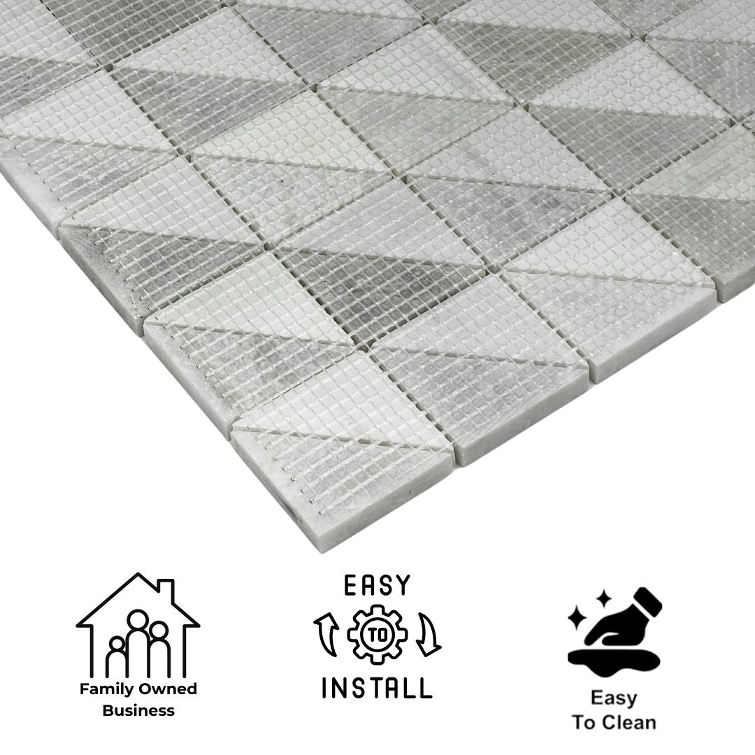 Tenedos HTC173 Nordic Edge Square Marble Mosaic Tile Matte Finish