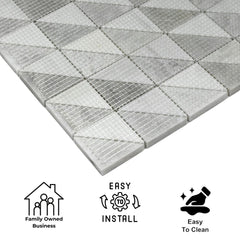 Tenedos HTC173 Nordic Edge Square Marble Mosaic Tile Matte Finish
