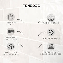Tenedos HTC184 Ceramic Subway Wall Tile Handmade Look Glossy Glaze for Backsplash Kitchen, Bathroom Shower, Accent Wall (1, Luminous Pearl)