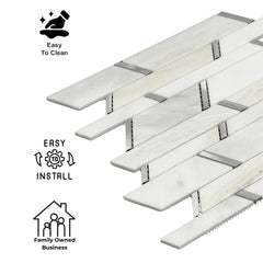 Tenedos HTC187 Aurora Luxe Chevron Silver Stone Metal Wall Tile (1 pcs)