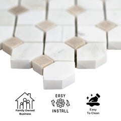 Tenedos HTC195 Golden Diamond Marble Mosaic Tile