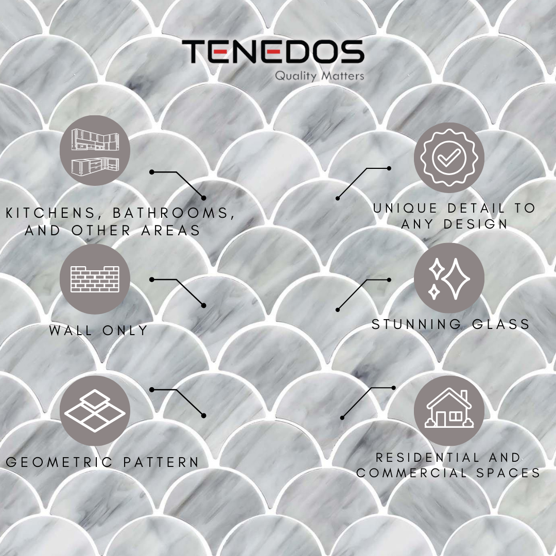 Tenedos Moonlit Scales Mosaic Glass Mosaic Tile-1 piece