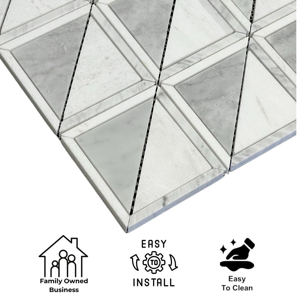 Tenedos HTC188 Hudson Triad Polished Marble Mosaic Tile