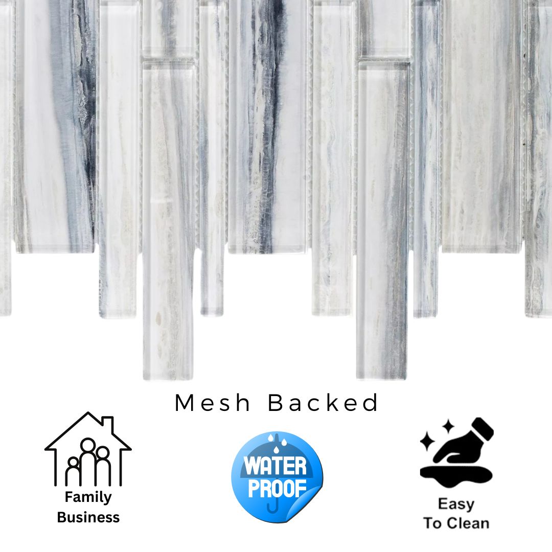 Tenedos HTC248 Ocean Mist Linear Glass Mosaic Tile