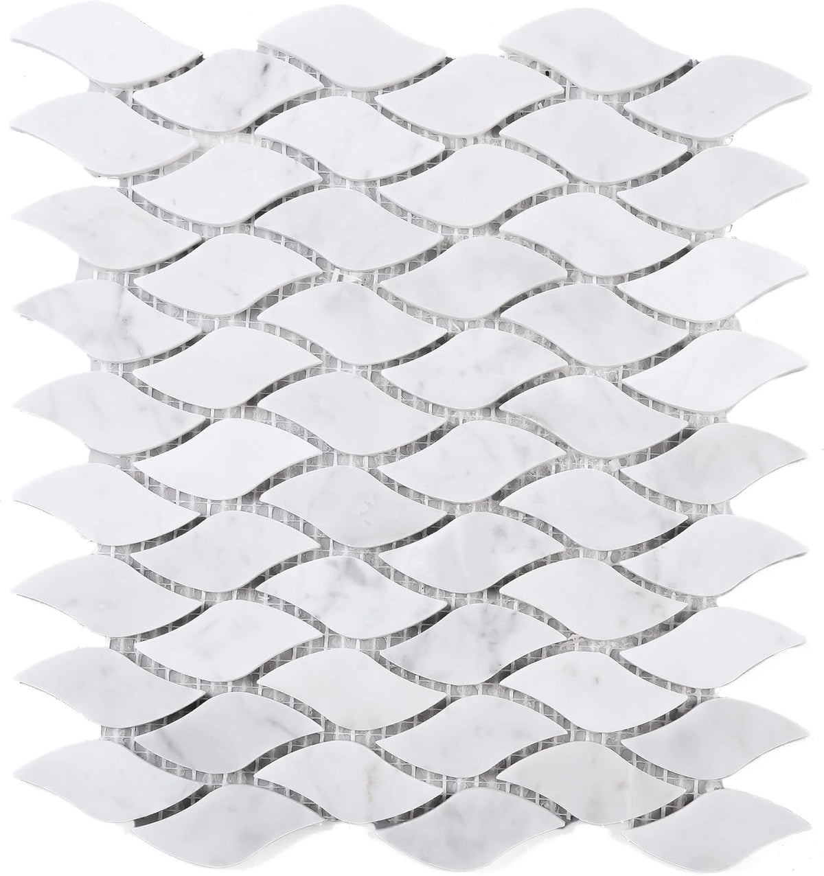 White Carrara Marble Leaf Mosaic – Polished Tile for Wall and Backsplash Use