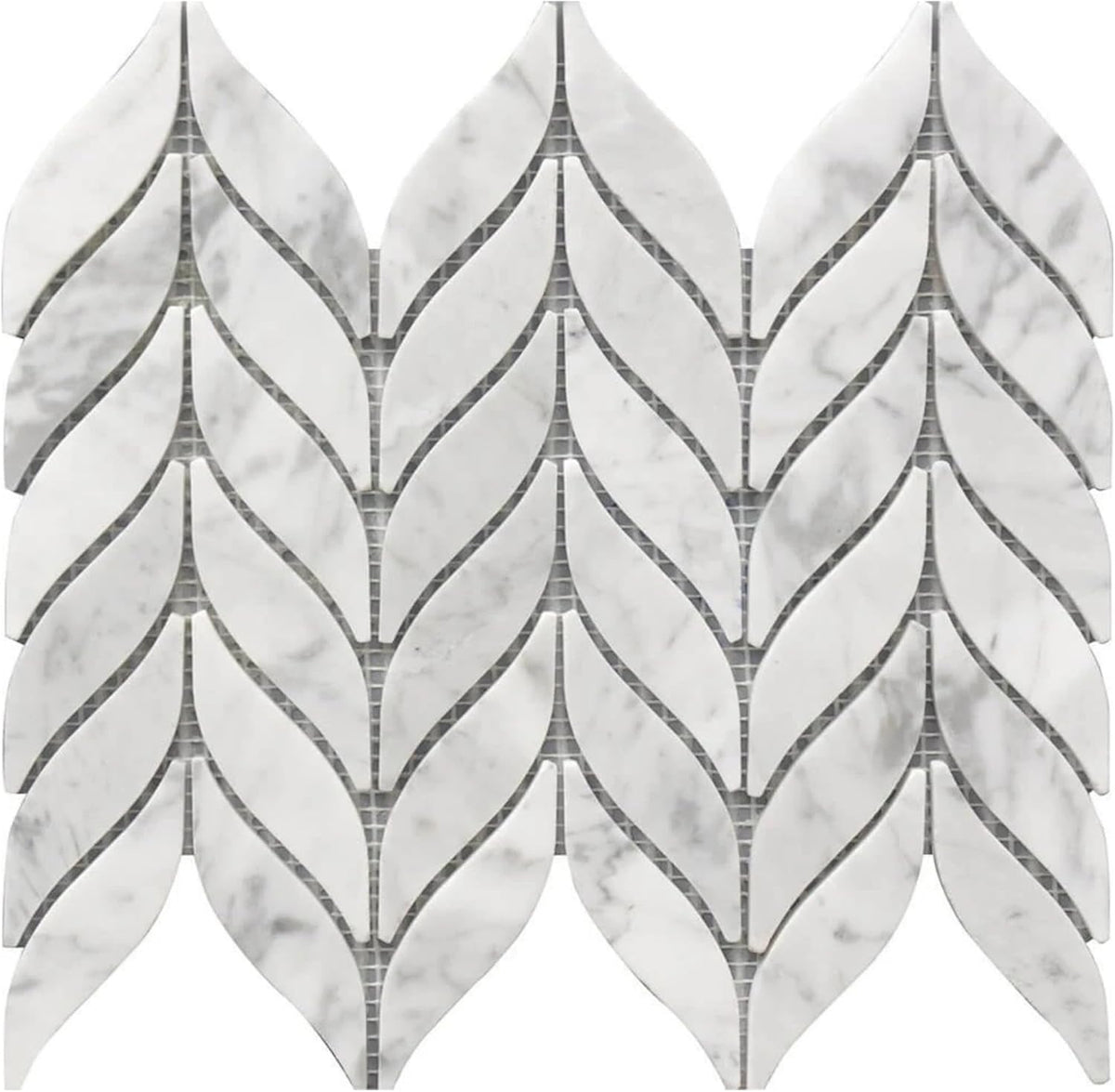 Tenedos HTCRC Carrara White Marble Spike Mosaic Tile – 10x12 Inch Mesh-Mounted Sheet – Natural Marble Geometric Mosaic for Backsplash Bathroom Kitchen Wall
