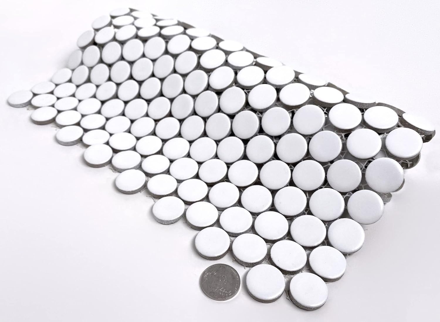 White Penny Round Matte Porcelain Mosaic Tile -  (12x12 sheet)