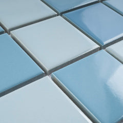 Ocean Breeze Light Blue 2"x2" Porcelain Tile Sheet - Gloss Look for Pools, Bathrooms & Floors