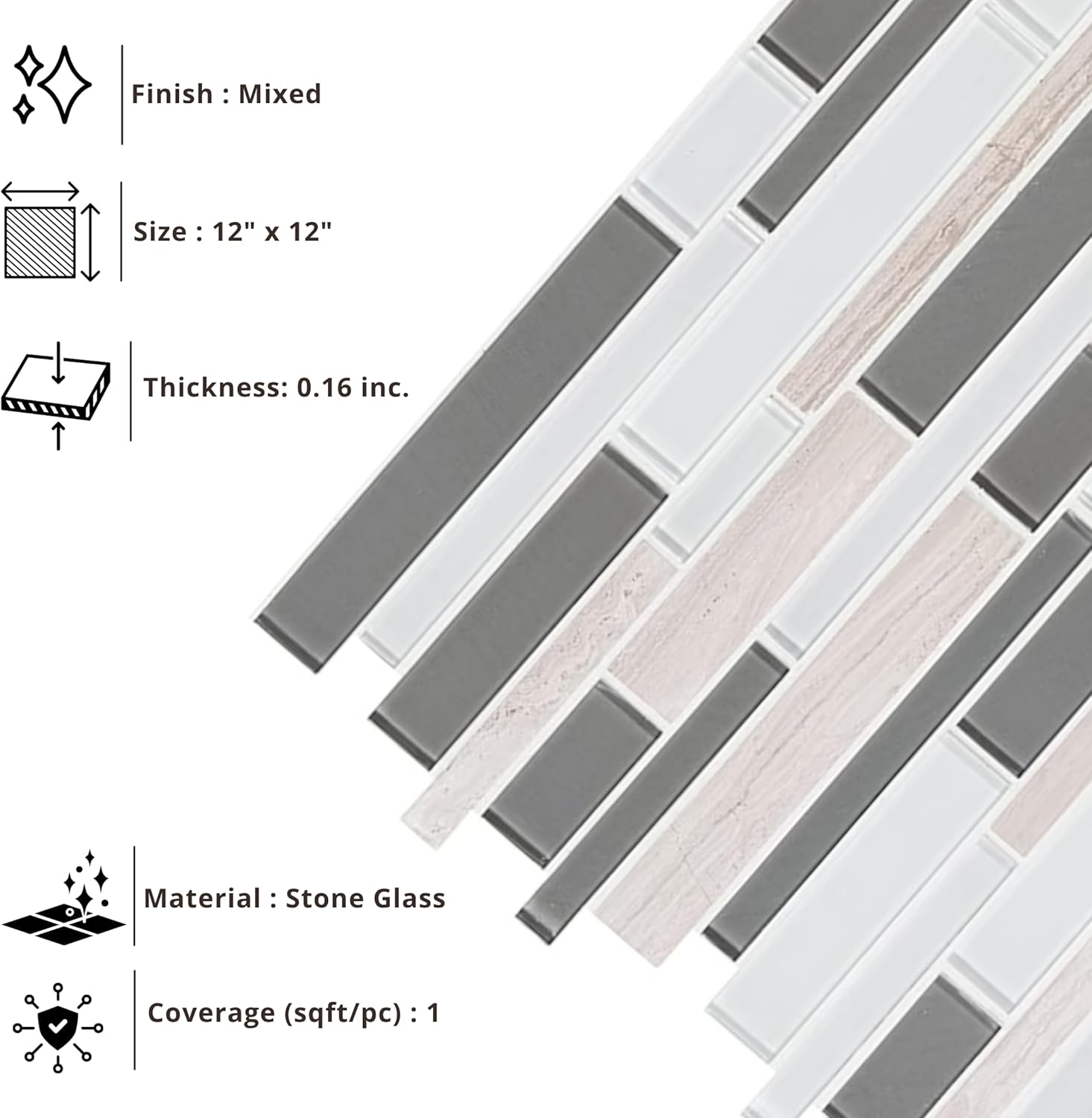 Tenedos Gray Cliff Interlocking Natural Stone Mosaic Tile 12x12 Mesh Mounted Sheet for Kitchen Backsplash Bathroom Walls Shower Accents and Home Interior Decor (10 Sheets)
