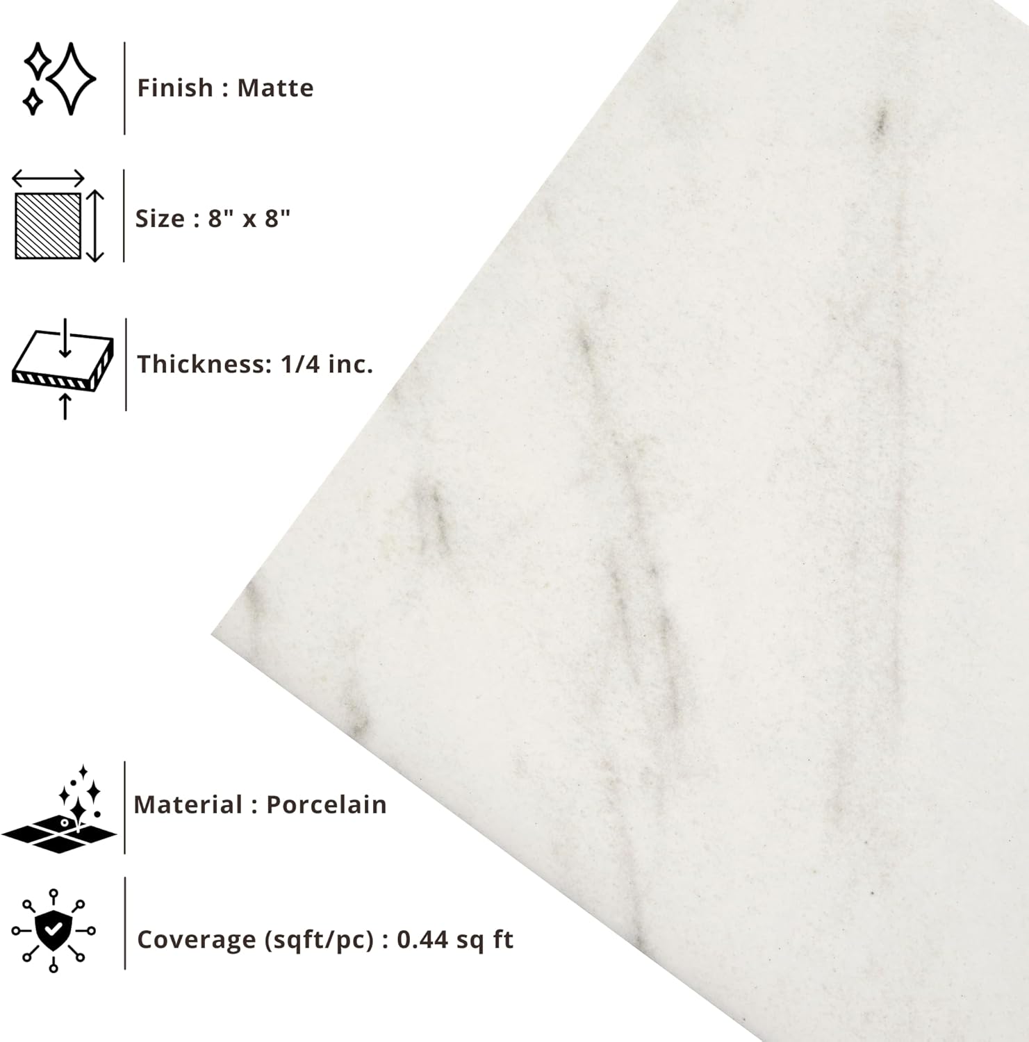 Tenedos HTCRC 8x8 Matte Porcelain Subway Tile – Soft Stone Look Wall Tile for Kitchen Backsplash, Bathroom & Shower Walls