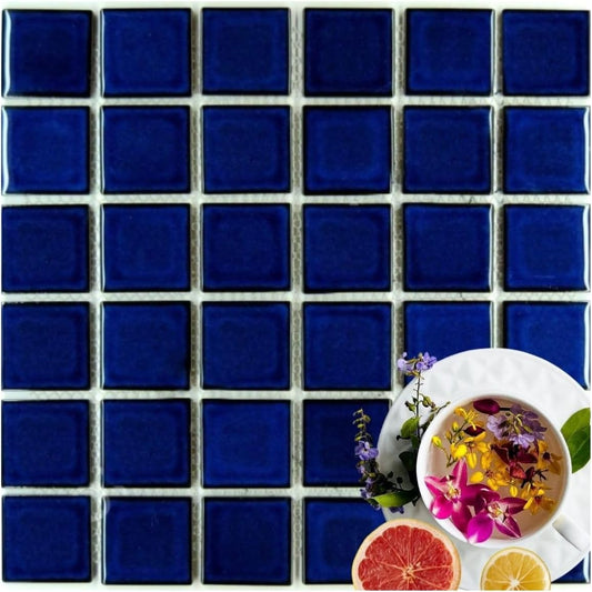 2x2 Dark Blue Glossy Square Wall Cover Panels (1 sheet)