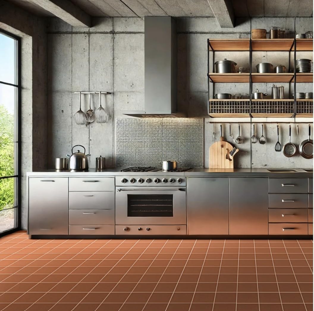 6x6 Colonial Red Smooth Quarry Tile – Durable Ceramic Floor Wall Tile Indoor and Outdoor Use,Matte Finish, Non-Slip Surface, Great For Restaurant Hotel Kitchen Spa, Premium Grade- 44 Tile Box