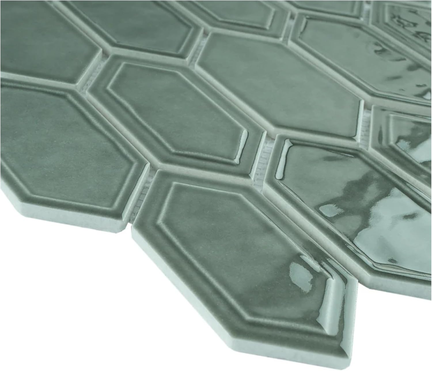 Tenedos Bright Picket Glass Mosaic Tile – 13.3" x 10.2" Glossy Finish, Kitchen Backsplash, Bathroom, Shower Wall & Accent Tile