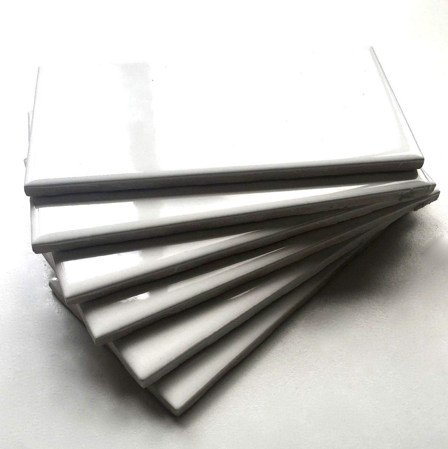 3x6 White High Gloss Ceramic Wall Tile –  (Box of 100 Tiles)