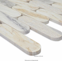 Angora Ellipse 12 in. x 12 in. Polished Marble Mesh-Mounted Mosaic Floor and Wall Tile by MSI (9.6 sq. ft. /Case)