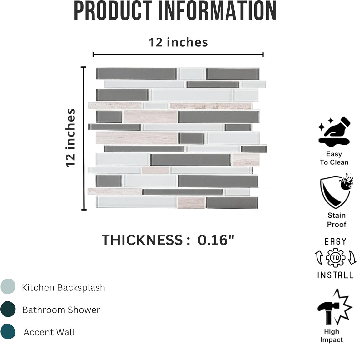 Tenedos Gray Cliff Interlocking Natural Stone Mosaic Tile 12x12 Mesh Mounted Sheet for Kitchen Backsplash Bathroom Walls Shower Accents and Home Interior Decor (10 Sheets)