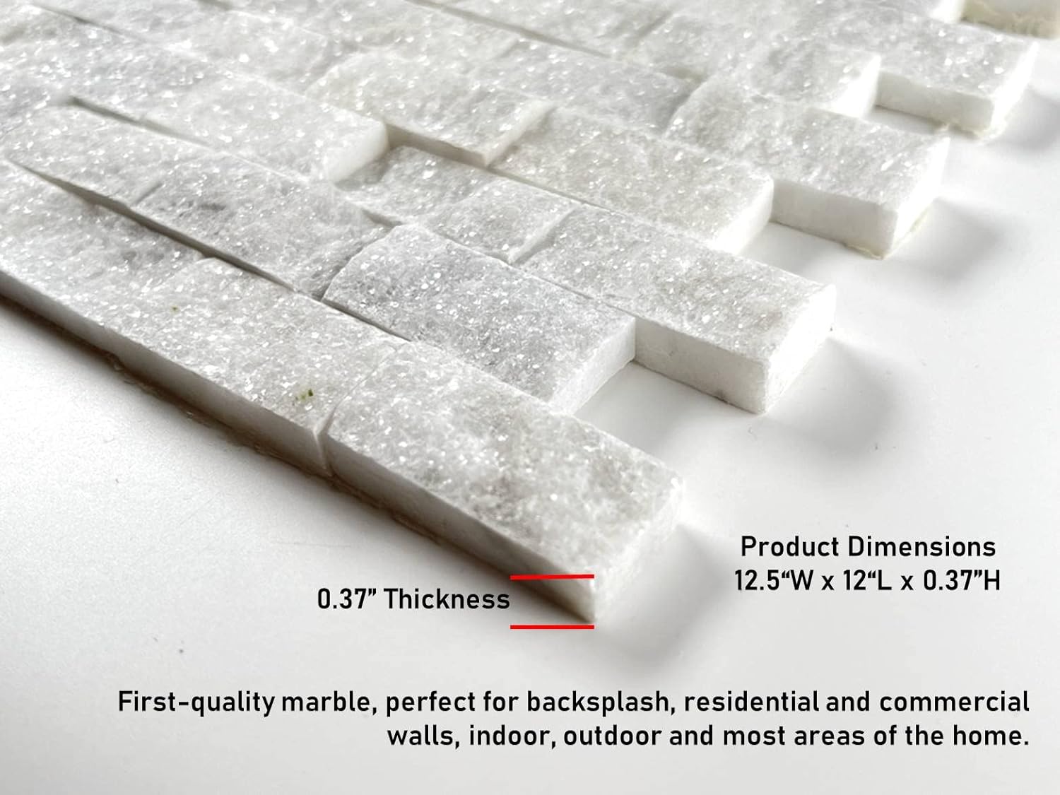 Carrara Split Face 1x2 Marble Mosaic Tile