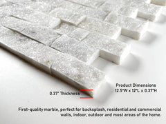 Carrara Split Face 1x2 Marble Mosaic Tile
