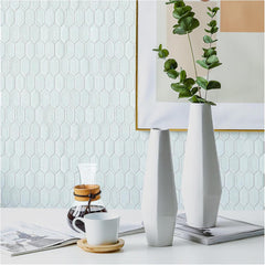 Tenedos Bright Picket Glass Mosaic Tile – 13.3" x 10.2" Glossy Finish, Kitchen Backsplash, Bathroom, Shower Wall & Accent Tile