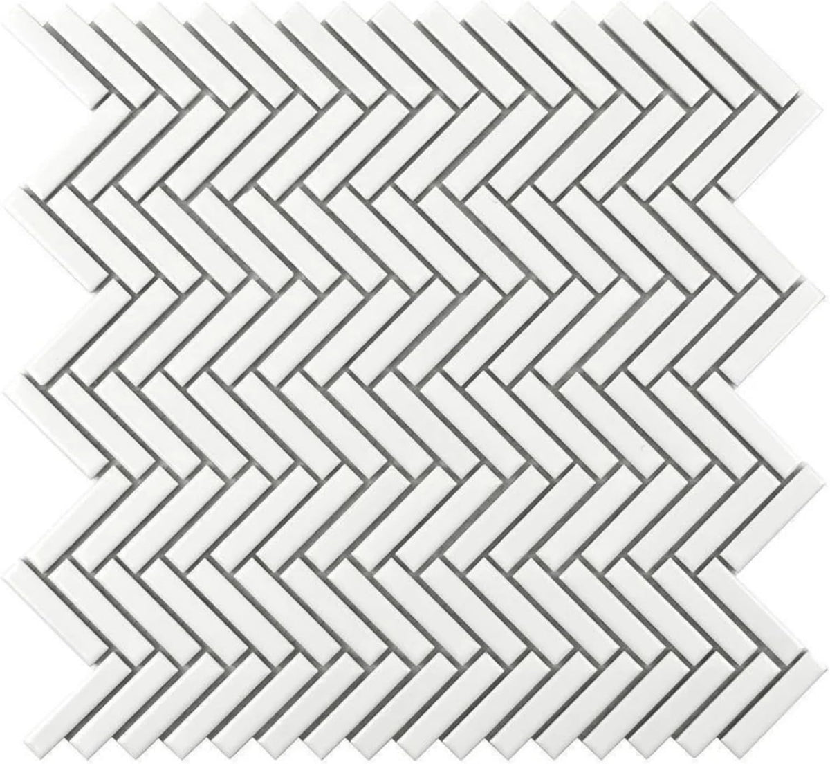 Tenedos HTCRC Antique White Porcelain Herringbone Mosaic Tile Glossy Finish for Bathroom, Kitchen Backsplash, Shower Walls, Laundry Room & Indoor Use
