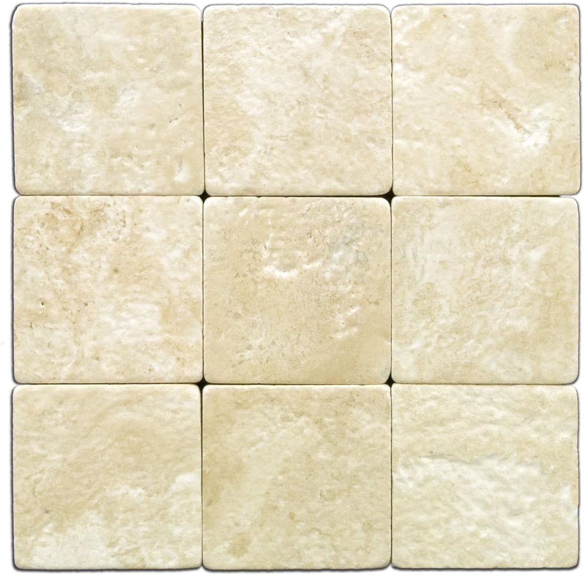 Durango Cream 4X4 Travertine Tumbled Tile - 9 pcs (1 sqft)