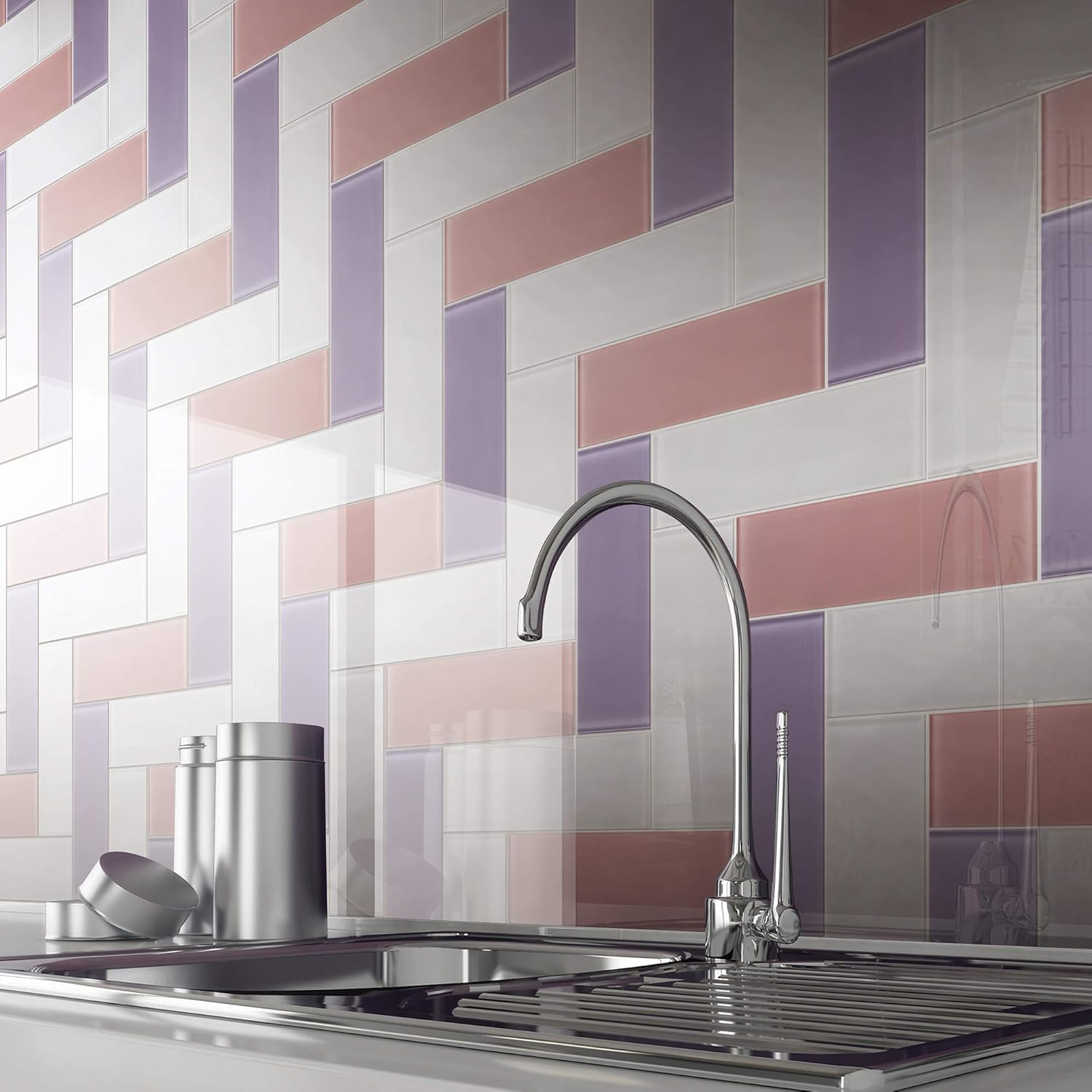 4x12 Purple Glass Subway Tile
