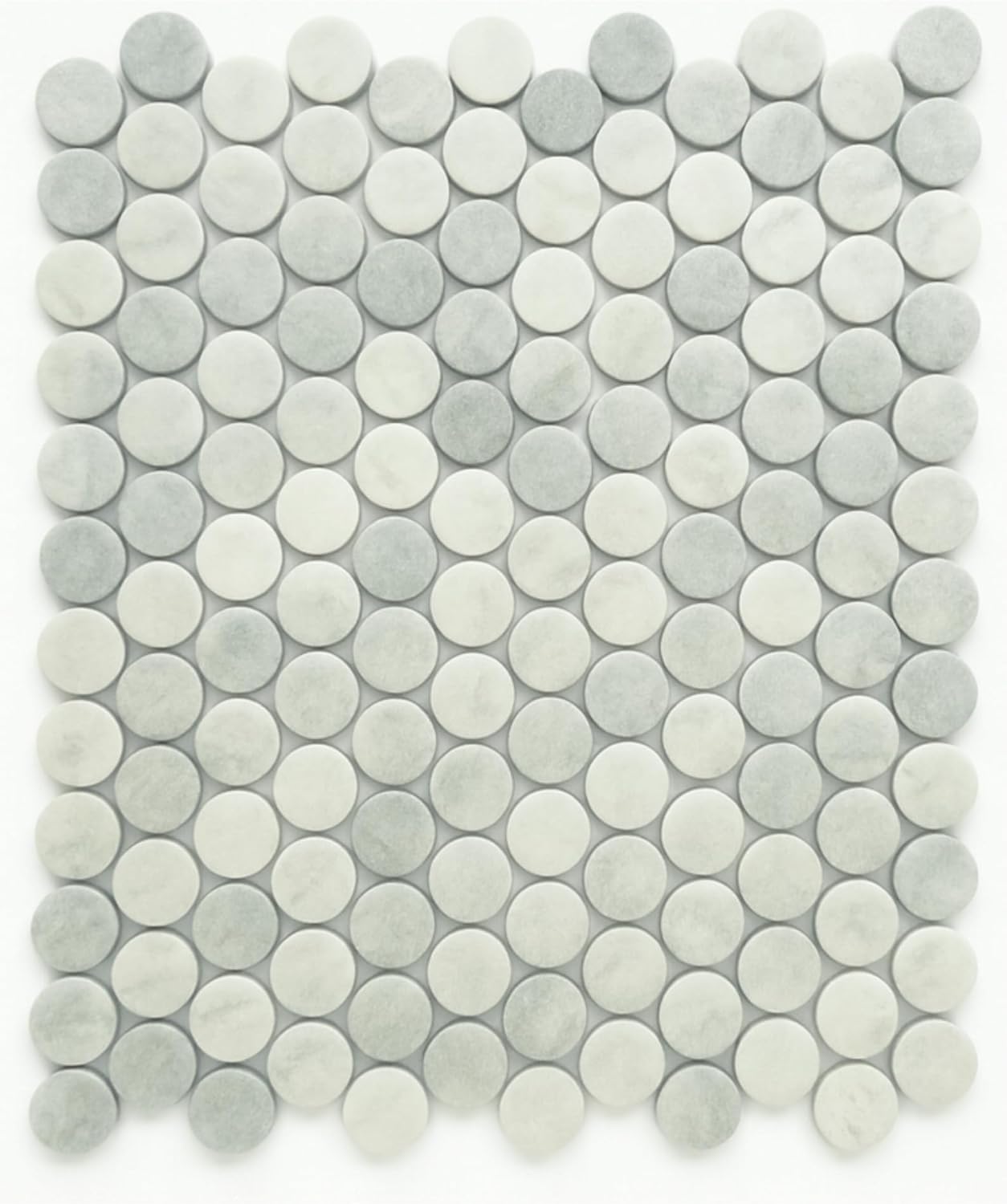Tenedos HTCFD Mint Grey Satin Porcelain Penny Round Mosaic Tile Sheet – Premium Penny Tile for Bathroom Walls, Shower Floors, Kitchen Backsplash and Indoor Use (1 Sheet)