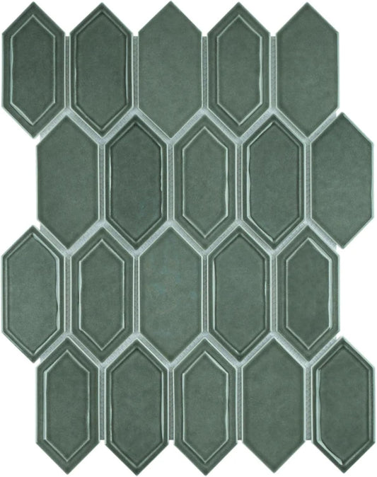 Tenedos Bright Picket Glass Mosaic Tile – 13.3" x 10.2" Glossy Finish, Kitchen Backsplash, Bathroom, Shower Wall & Accent Tile