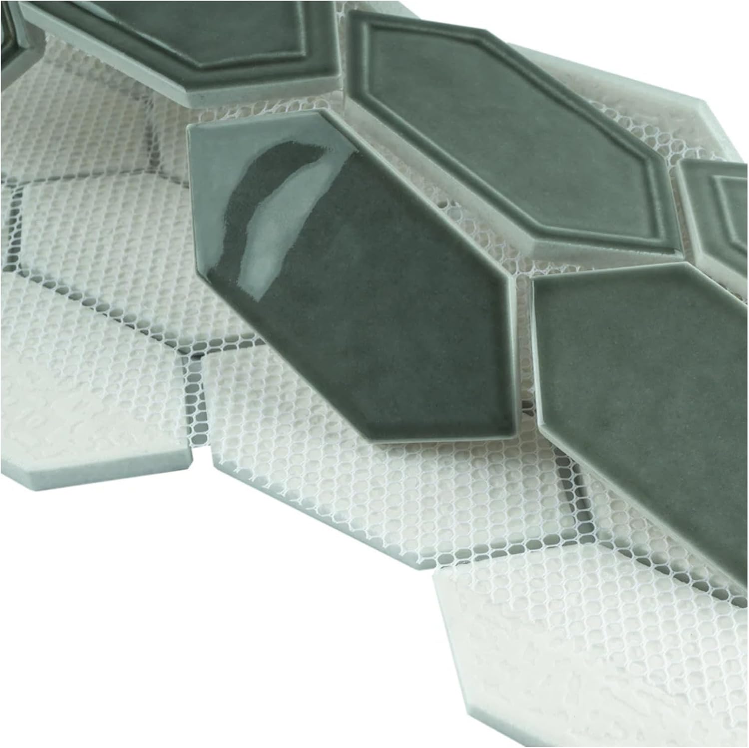 Tenedos Bright Picket Glass Mosaic Tile – 13.3" x 10.2" Glossy Finish, Kitchen Backsplash, Bathroom, Shower Wall & Accent Tile