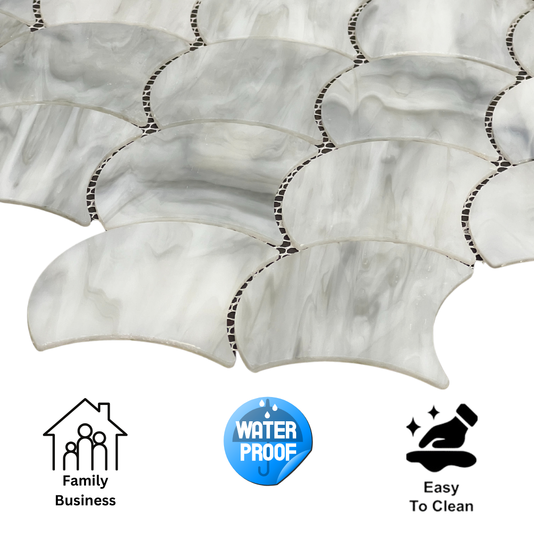 Tenedos Moonlit Scales Mosaic Glass Mosaic Tile-1 piece