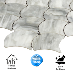 Tenedos Moonlit Scales Mosaic Glass Mosaic Tile-1 piece